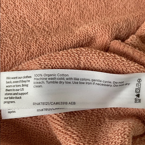 Eileen Fisher Salmon Color Organic Cotton Raw Edge Sweatshirt Size XS - Picture 8 of 8